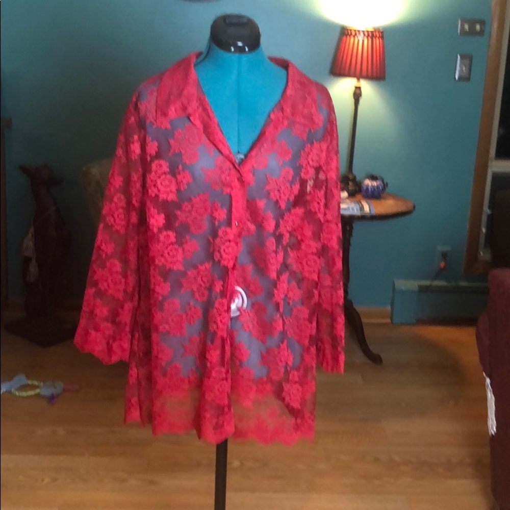 Lace button up shirt